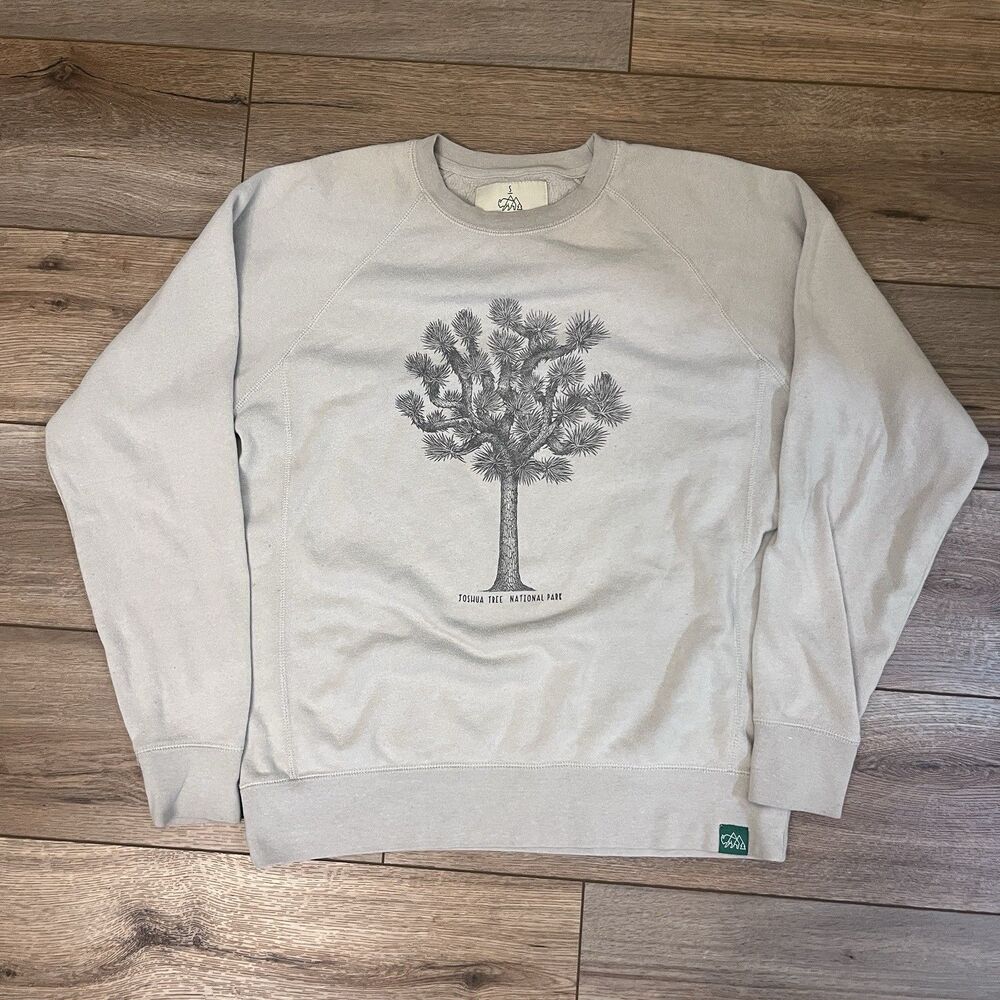 Wild Tribute Joshua Tree National Park Beige Crewneck Pullover Sweatshirt Sz S